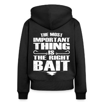 Angler Most Important Thing The Right Bait Fishing - Women's Premium Organic Zip Hoodie - black - Back - Julia (174cm)