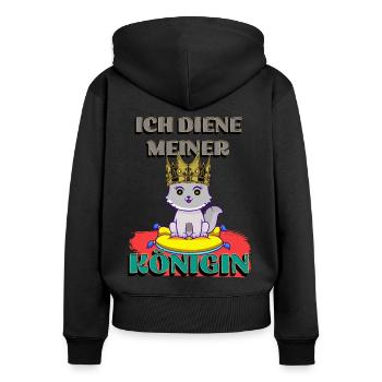 Katzen Königin Katzenfreunde Katzenliebhaber - Frauen Premium Bio Zip Hoodie - Schwarz - Hinten - Julia (174cm)
