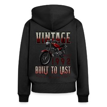Vintage Moto Bikers Moto Anniversaire 1992 - Sweat à capuche zippé Premium bio Femme - noir - Dos - Julia (174cm)