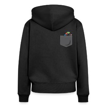 Roller Coaster Pocket - Frauen Premium Bio Zip Hoodie - Schwarz - Hinten - Julia (174cm)
