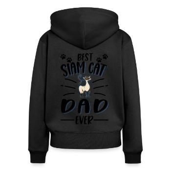 Siamese Cat Papa Siam Cat Dad Siamese Cat - Women's Premium Organic Zip Hoodie - black - Back - Julia (174cm)