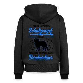 Bernhardiner Schutzengel St. Bernhardshund - Frauen Premium Bio Zip Hoodie - Schwarz - Hinten - Julia (174cm)