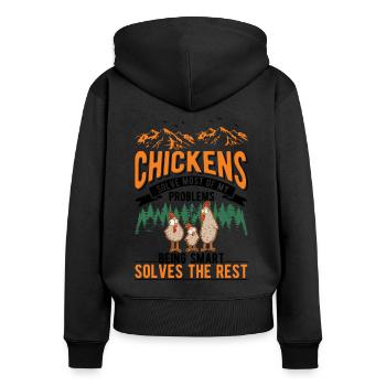 Poulet Élevage de poulet Éleveur de poulet - Sweat à capuche zippé Premium bio Femme - noir - Dos - Julia (174cm)