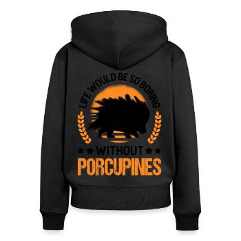 Porc-épic Cadeau Porc-épic - Sweat à capuche zippé Premium bio Femme - noir - Dos - Julia (174cm)