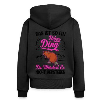 C’est un tel barrage de castor ding - Sweat à capuche zippé Premium bio Femme - noir - Dos - Julia (174cm)