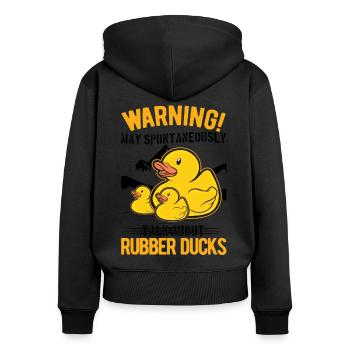 May spontaneously talk about Rubber Ducks - Women's Premium Organic Zip Hoodie - black - Back - Julia (174cm)