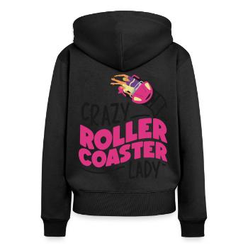 Roller Coaster Girl Crazy Roller - Frauen Premium Bio Zip Hoodie - Schwarz - Hinten - Julia (174cm)
