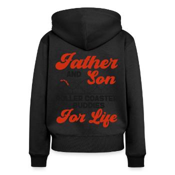 Scooter Coaster Father Dad Son - Women's Premium Organic Zip Hoodie - black - Back - Julia (174cm)