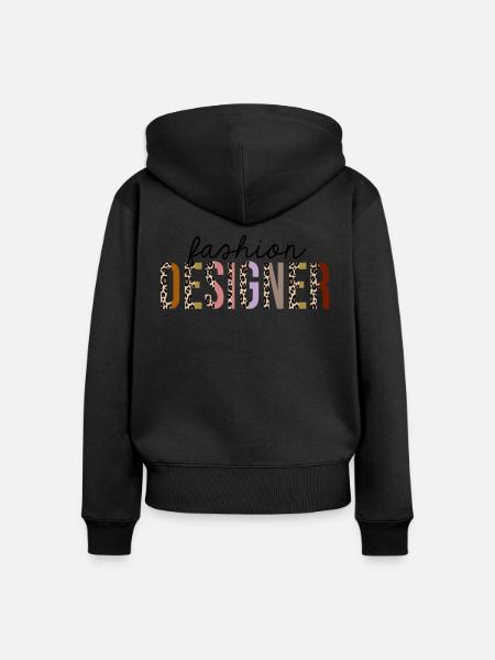 Modedesigner Leopardenprint lustig - Frauen Premium Bio Zip Hoodie - Schwarz