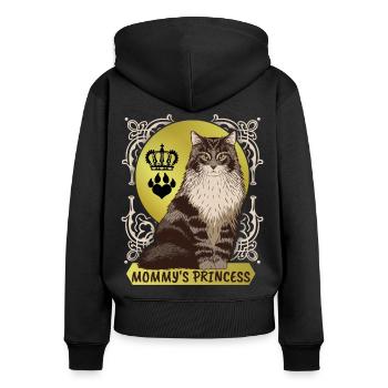 Princesse Chat, Style Vintage, Maman Princesse - Sweat à capuche zippé Premium bio Femme - noir - Dos - Julia (174cm)