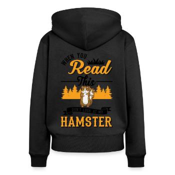 Hamster Cadeau Hamster Doré Hamster - Sweat à capuche zippé Premium bio Femme - noir - Dos - Julia (174cm)
