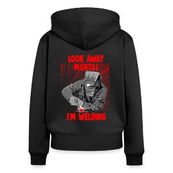 Welder slogan design for metal workers - Women's Premium Organic Zip Hoodie - black - Back - Julia (174cm)