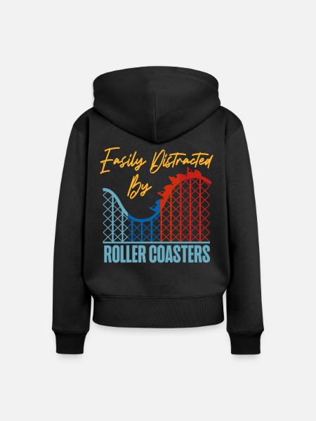 Roller Coaster Easily Distracted - Frauen Premium Bio Zip Hoodie - Schwarz