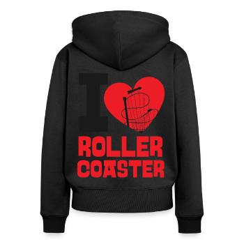 Roller Coaster Heart I Love Roller - Frauen Premium Bio Zip Hoodie - Schwarz - Hinten - Julia (174cm)