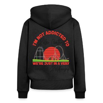 Roller Coaster I'm Not Addicted To - Frauen Premium Bio Zip Hoodie - Schwarz - Hinten - Julia (174cm)