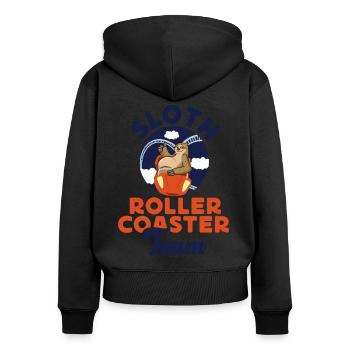 Roller Coaster Sloth Sloth Roller - Frauen Premium Bio Zip Hoodie - Schwarz - Hinten - Julia (174cm)
