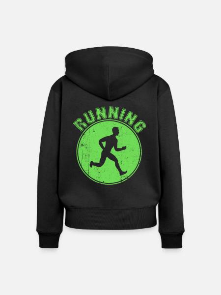 Joggen - Frauen Premium Bio Zip Hoodie - Schwarz