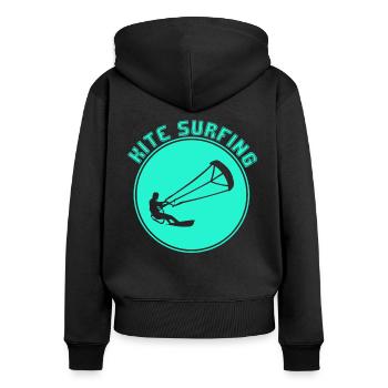 Kite surfen - Frauen Premium Bio Zip Hoodie - Schwarz - Hinten - Julia (174cm)