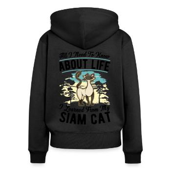 Siamese Cat Siamese Cat Siamese Cat - Women's Premium Organic Zip Hoodie - black - Back - Julia (174cm)