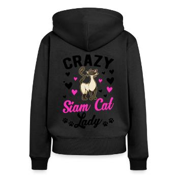 Crazy Siam Cat lady Siamese Cat Mama - Women's Premium Organic Zip Hoodie - black - Back - Julia (174cm)