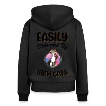 Siamkatze Siam Cat Siamesische Katze - Frauen Premium Bio Zip Hoodie - Schwarz - Hinten - Julia (174cm)