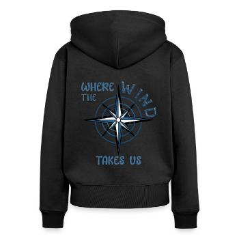 where the wind takes us für Segler und Skipper - Frauen Premium Bio Zip Hoodie - Schwarz - Hinten - Julia (174cm)