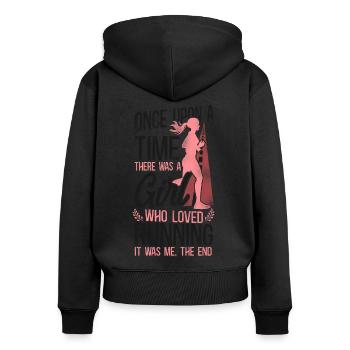 Running Runner Half Marathon Girl - Women's Premium Organic Zip Hoodie - black - Back - Julia (174cm)