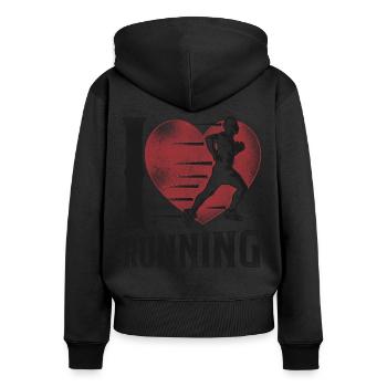 Running Runner Half Marathon Heart - Frauen Premium Bio Zip Hoodie - Schwarz - Hinten - Julia (174cm)