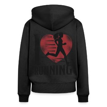 Running Runner Half Marathon Heart - Frauen Premium Bio Zip Hoodie - Schwarz - Hinten - Julia (174cm)
