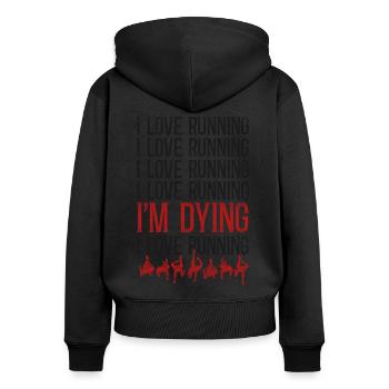 Running Runner Half Marathon - Frauen Premium Bio Zip Hoodie - Schwarz - Hinten - Julia (174cm)