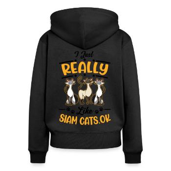 Ich mag einfach Siamkatzen Siamesische Katze - Frauen Premium Bio Zip Hoodie - Schwarz - Hinten - Julia (174cm)