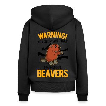 May spontaneously talk about Beavers Biber - Frauen Premium Bio Zip Hoodie - Schwarz - Hinten - Julia (174cm)