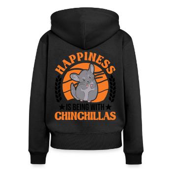 Happiness is being with Chinchillas - Frauen Premium Bio Zip Hoodie - Schwarz - Hinten - Julia (174cm)