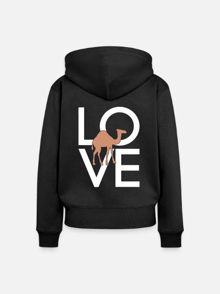 Dromedar - Frauen Premium Bio Zip Hoodie - Schwarz