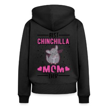 Best Chinchilla Mom Ever - Frauen Premium Bio Zip Hoodie - Schwarz - Hinten - Julia (174cm)