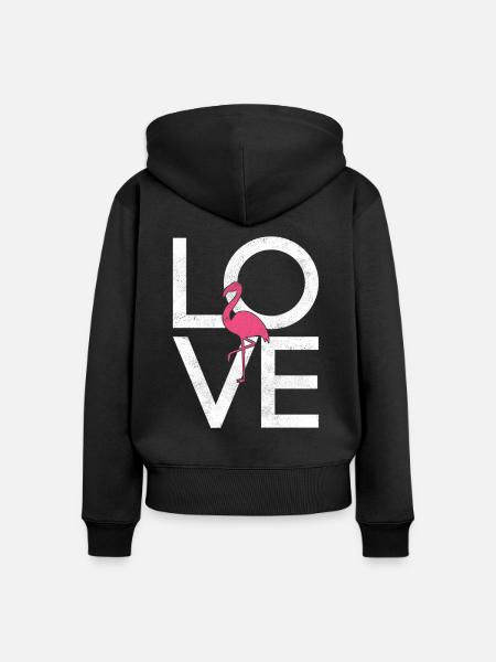 Flamingo - Frauen Premium Bio Zip Hoodie - Schwarz