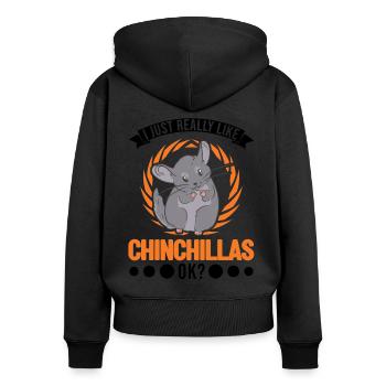 I just really like Chinchillas ok - Frauen Premium Bio Zip Hoodie - Schwarz - Hinten - Julia (174cm)