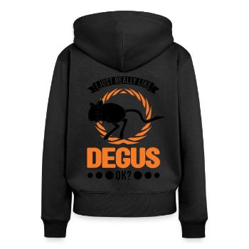 J’aime vraiment Degus, ok - Sweat à capuche zippé Premium bio Femme - noir - Dos - Julia (174cm)