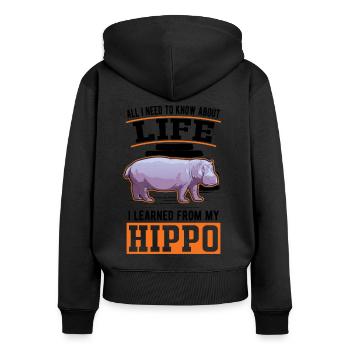 Hippo Gift Hippo Hippo Hippo - Women's Premium Organic Zip Hoodie - black - Back - Julia (174cm)