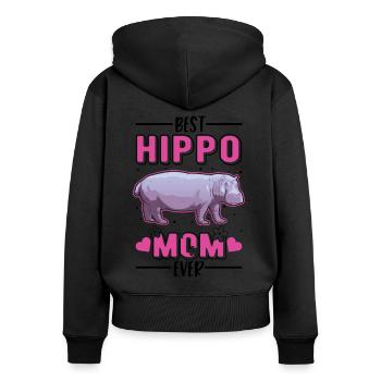 Meilleure maman hippopotame de tous les temps Nilpferd Flusspferd - Sweat à capuche zippé Premium bio Femme - noir - Dos - Julia (174cm)