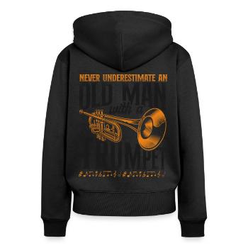 Trumpet Player Dad Father Retired - Frauen Premium Bio Zip Hoodie - Schwarz - Hinten - Julia (174cm)