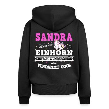Sandra Mädchen Frauen Namen Geschenk - Frauen Premium Bio Zip Hoodie - Schwarz - Hinten - Julia (174cm)