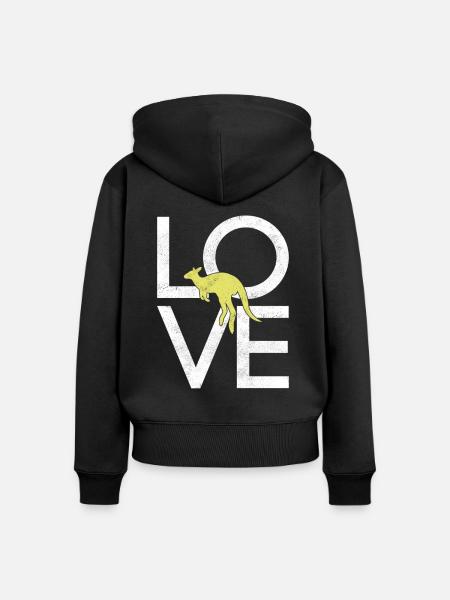 Känguru - Frauen Premium Bio Zip Hoodie - Schwarz