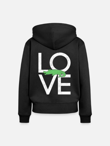 Krokodil - Frauen Premium Bio Zip Hoodie - Schwarz