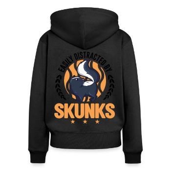 Facilement distrait par Skunks Skunks Skunk - Sweat à capuche zippé Premium bio Femme - noir - Dos - Julia (174cm)