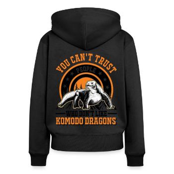 Komodowaran Komodo Dragon Waran - Frauen Premium Bio Zip Hoodie - Schwarz - Hinten - Julia (174cm)