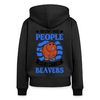 Beaver Gift Beaver Dam - Sweat à capuche zippé Premium bio Femme - noir - Dos - Julia (174cm)