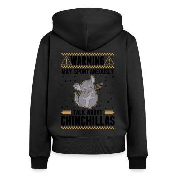 Peut parler spontanément de Chinchillas - Sweat à capuche zippé Premium bio Femme - noir - Dos - Julia (174cm)