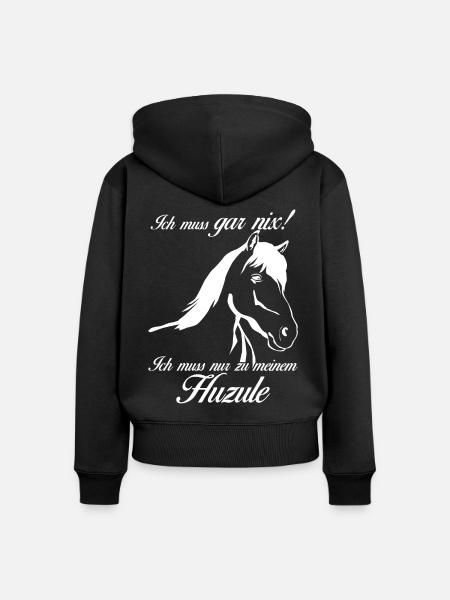 Huzule Reiter Pferd Reiten - Frauen Premium Bio Zip Hoodie - Schwarz
