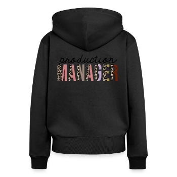 Produktionsleiter Leopard Print Funny - Frauen Premium Bio Zip Hoodie - Schwarz - Hinten - Julia (174cm)